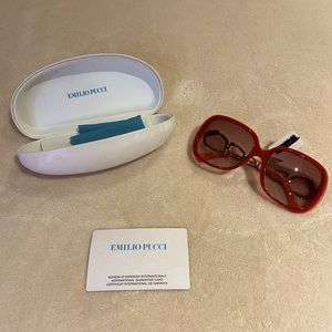 Emilio Pucci 70s style sunglasses - red & orange w/ geometrical cut outs on side